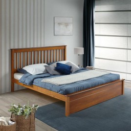 Cama Queen Size de Madeira 1,60m Peseira Fechada Primavera Mel