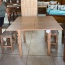 Conjunto de Mesa MDF Quadrada Dobrável Inovata 0,80m com 4 Banquetas Freijó