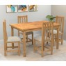 Conjunto de Mesa Lorena 1,20m Tampo de Madeira com 4 Cadeiras Ripadas Rústica