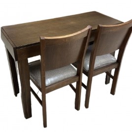 Conjunto de Mesa Aparador Top Madeira Extensível 1,10m com 2 Cadeiras Milão Capucino