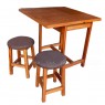 Conjunto de Mesa Madeira Dobrável 0,80m Com Gaveta Paris com 2 Banquetas Mel