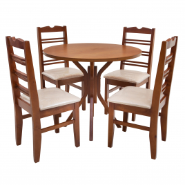 Conjunto de Mesa Madeira Nair Redonda 0,90m com 4 Cadeiras Nair