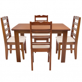 Conjunto de Mesa Madeira Nair 1,20m com 4 Cadeiras Nair