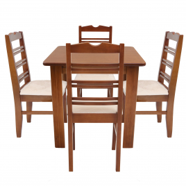 Conjunto de Mesa Madeira Nair Quadrada 0,80m com 4 Cadeiras Nair