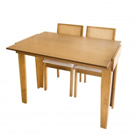 Conjunto de Mesa Aparador Top Madeira Extensível 1,10m com 2 Cadeiras Sílvia